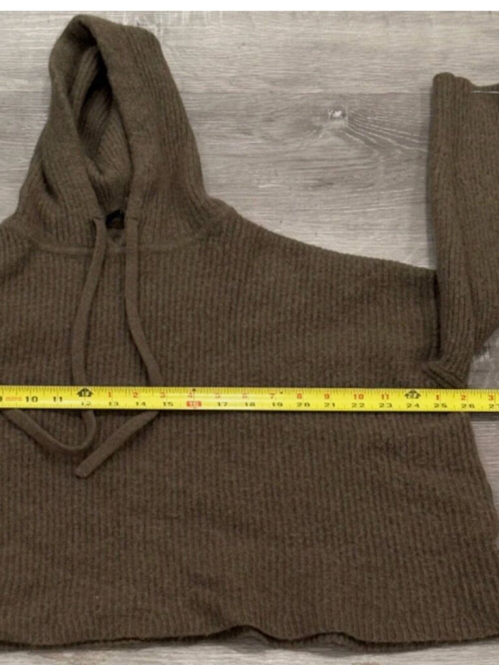 Jenni Kayne Hooded Sweater Baby Alpaca Wool Relaxed Knit Olive Green Womens XXL - Picture 8 of 8